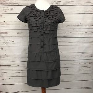 J. Crew Factory Carly Ruffled Charcoal Dress Sz 00